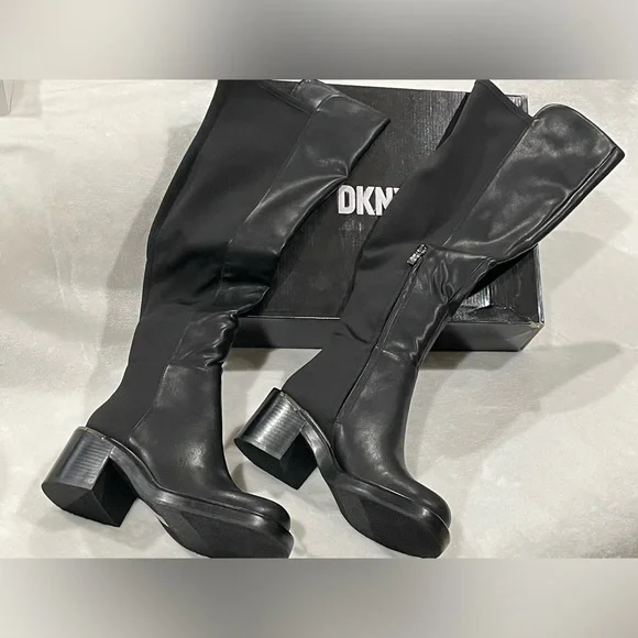 DKNY Dina Black Over-the-Knee Boots Sz 8 BNWB - Picture 8 of 9